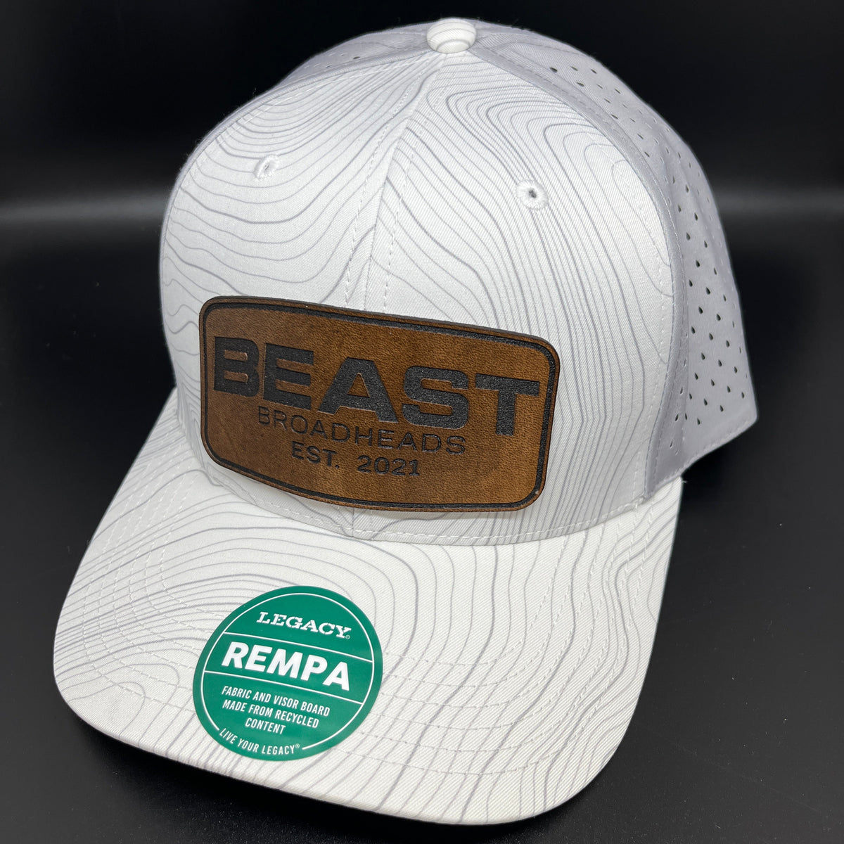 Beast White Leather Patch Hat